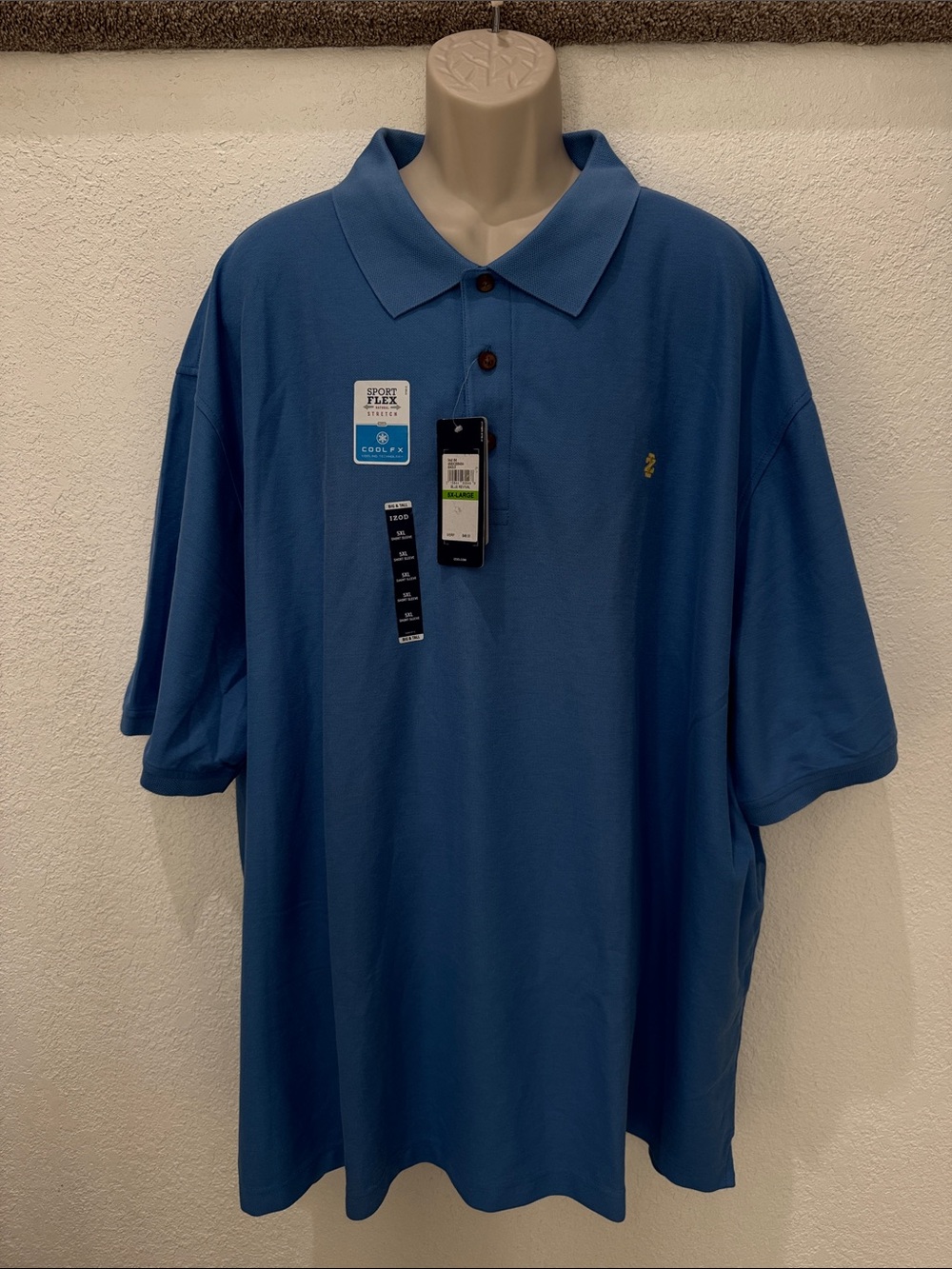 IZOD Big & Tall Men's Blue Sport Flex Polo Shirt Cool Fx Size 5XL NWT